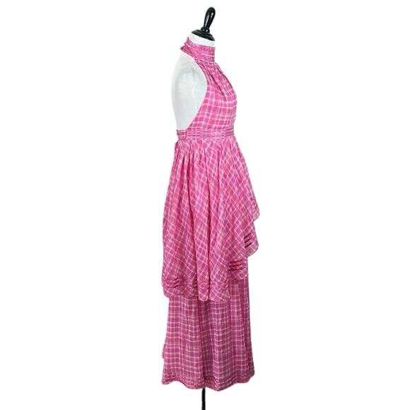 Aje Bungalow Sienna Gingham Halter Neck Maxi Dress Gown Pink AU Size 6 US Size 2 - Picture 7 of 13